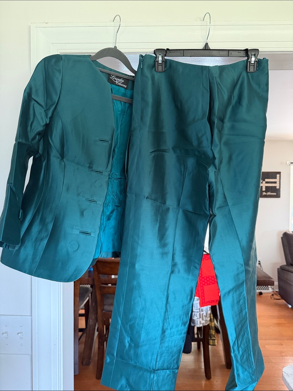 Lourdes Chavez Teal Satin Jacket